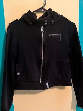 Hurley Black Zip Crop Jacket with  Removable Hood